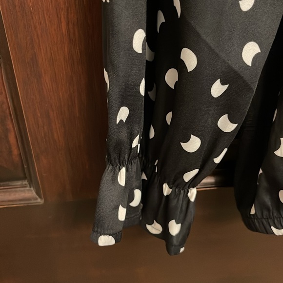 Anthropology, Dolan, black, long, sleeved blouse with white moons, medium - Picture 7 of 16
